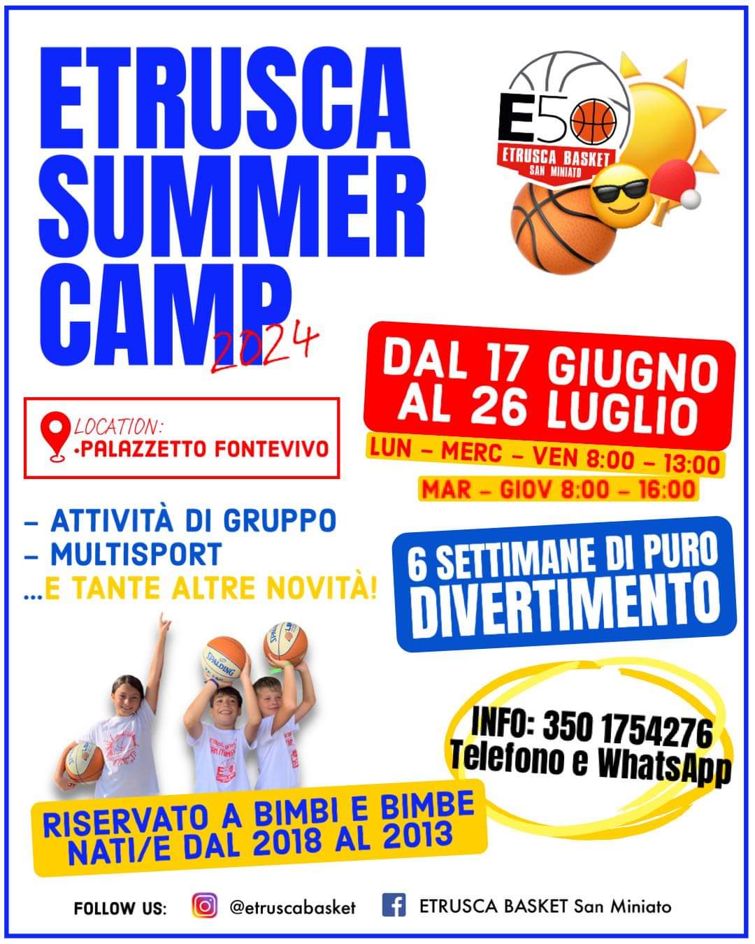 É TEMPO D’ESTATE! É TEMPO DI ETRUSCA SUMMER CAMP!